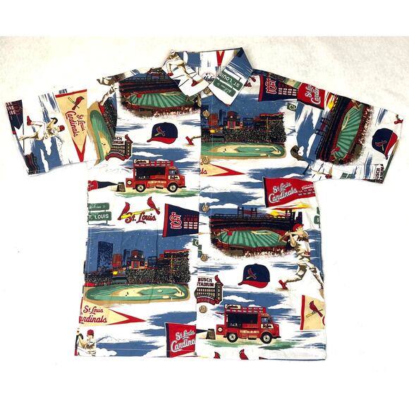 NWT Youth St. Louis Cardinals Reyn Spooner Red Scenic Button-Up Shirt, XL - Picture 2 of 6